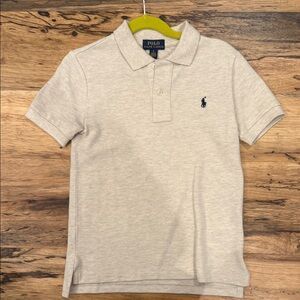 Polo by Ralph Lauren Boys' Heather Cream Polo with Navy Pony